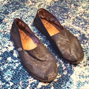 Bobs Skechers Black & Silver Slip-on Sandals Size 8